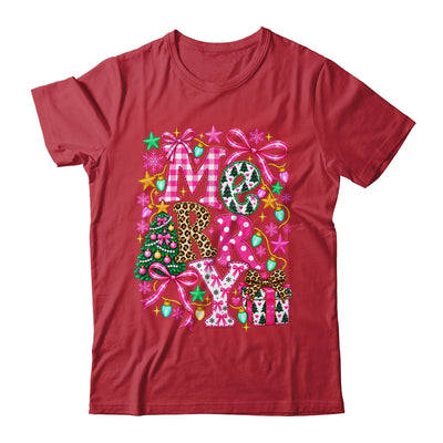 Pink Merry Christmas Leopard Bow Tree Holiday Women Girls Shirt & Sweatshirt | teecentury