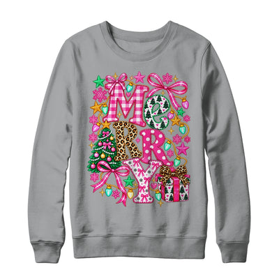 Pink Merry Christmas Leopard Bow Tree Holiday Women Girls Shirt & Sweatshirt | teecentury