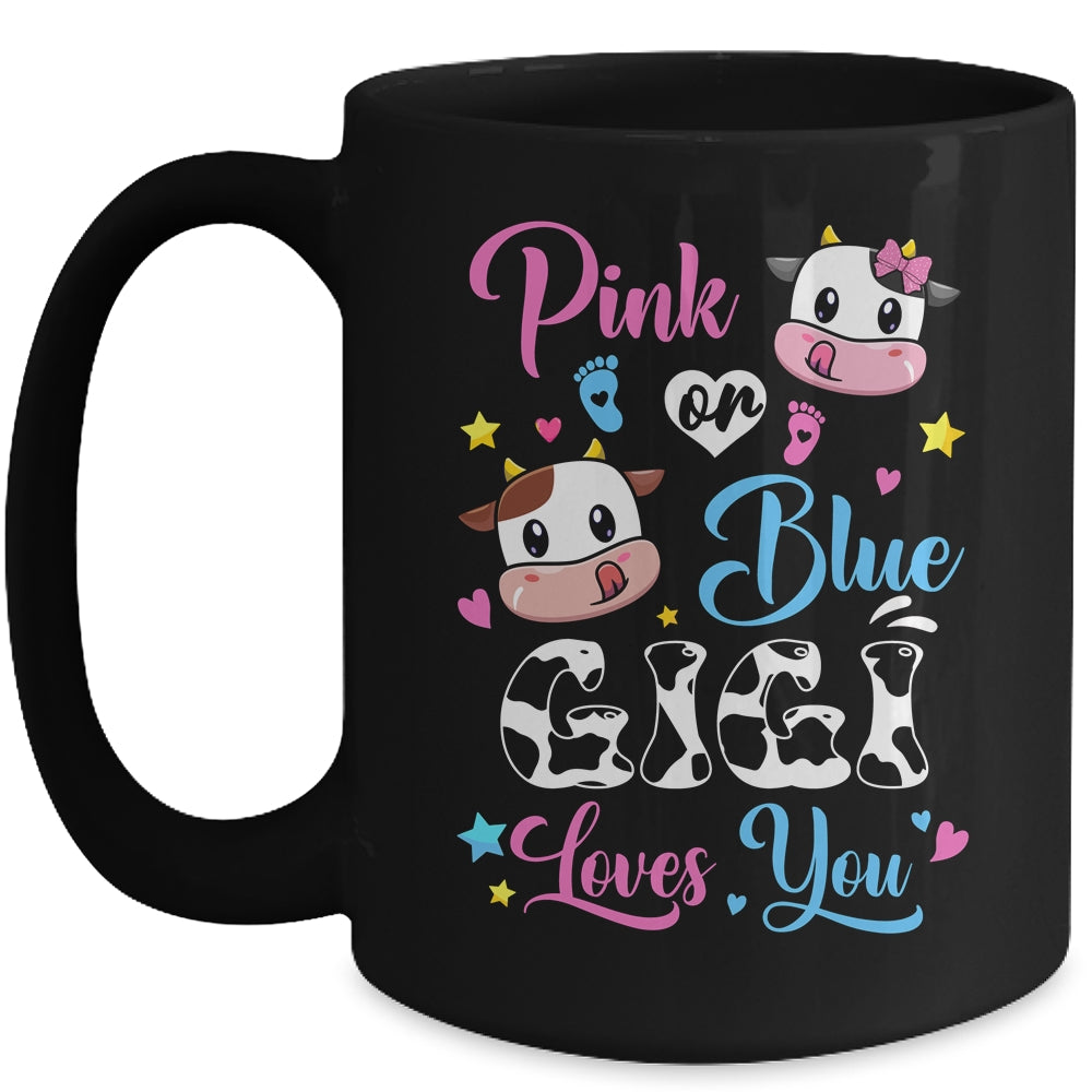 Pink Or Blue Gigi Loves You Cow Baby Gender Reveal Mug | teecentury