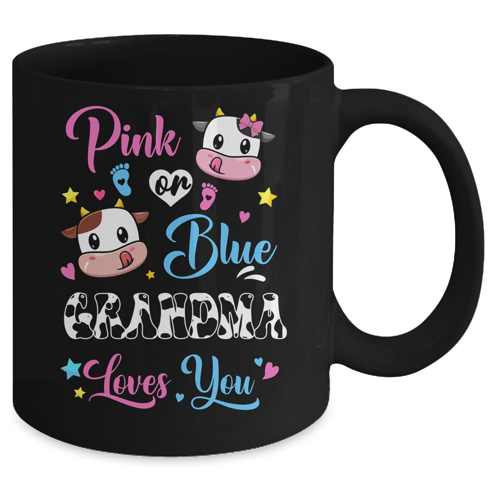 Pink Or Blue Grandma Loves You Cow Baby Gender Reveal Mug | teecentury