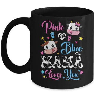 Pink Or Blue Mama Loves You Cow Baby Gender Reveal Mug | teecentury