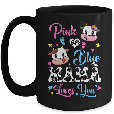 Pink Or Blue Mama Loves You Cow Baby Gender Reveal Mug | teecentury