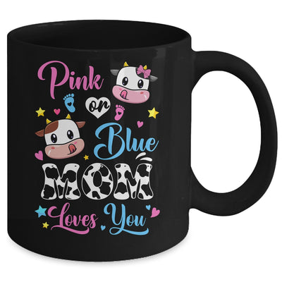 Pink Or Blue Mom Loves You Cow Baby Gender Reveal Mug | teecentury
