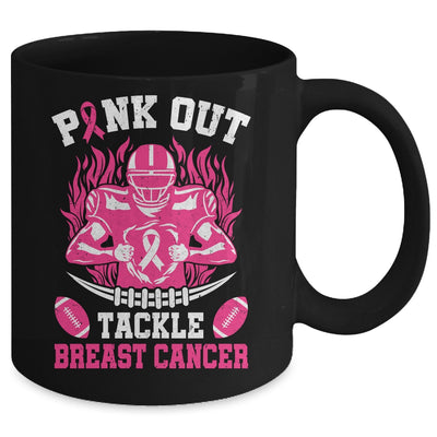 Pink Out Tackle Breast Cancer Awareness American Football Mug | teecentury