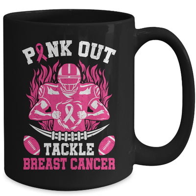 Pink Out Tackle Breast Cancer Awareness American Football Mug | teecentury