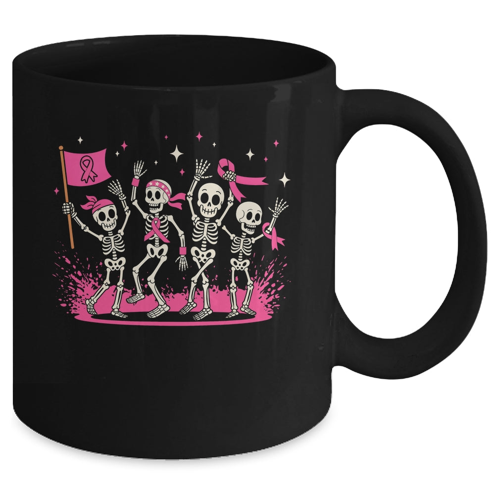 Pink Ribbon Breast Cancer Awareness Skeleton Women Men Mug | teecentury