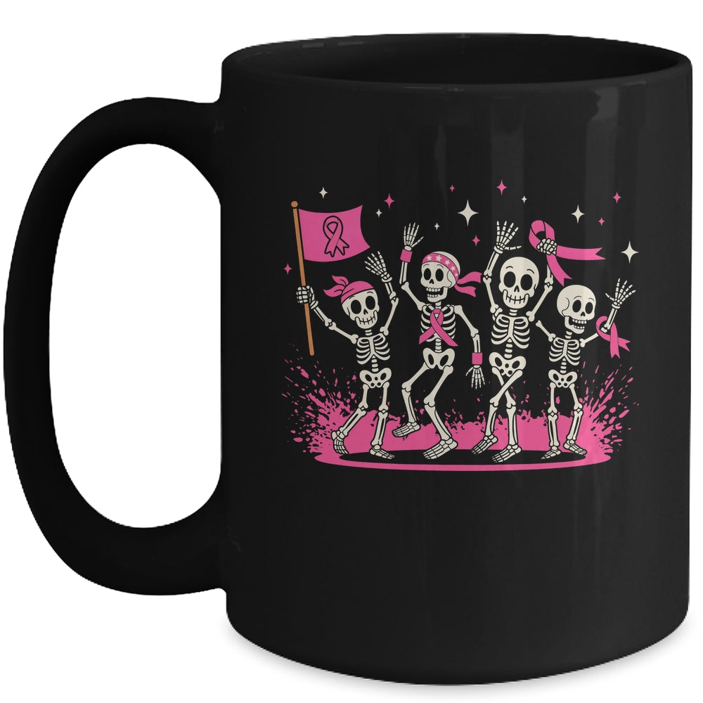 Pink Ribbon Breast Cancer Awareness Skeleton Women Men Mug | teecentury