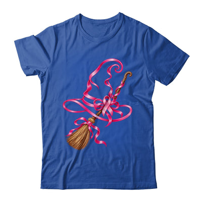 Pink Ribbon Witch Hat Broom Breast Cancer Halloween Awarenes Shirt & Hoodie | teecentury