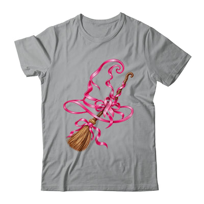 Pink Ribbon Witch Hat Broom Breast Cancer Halloween Awarenes Shirt & Hoodie | teecentury