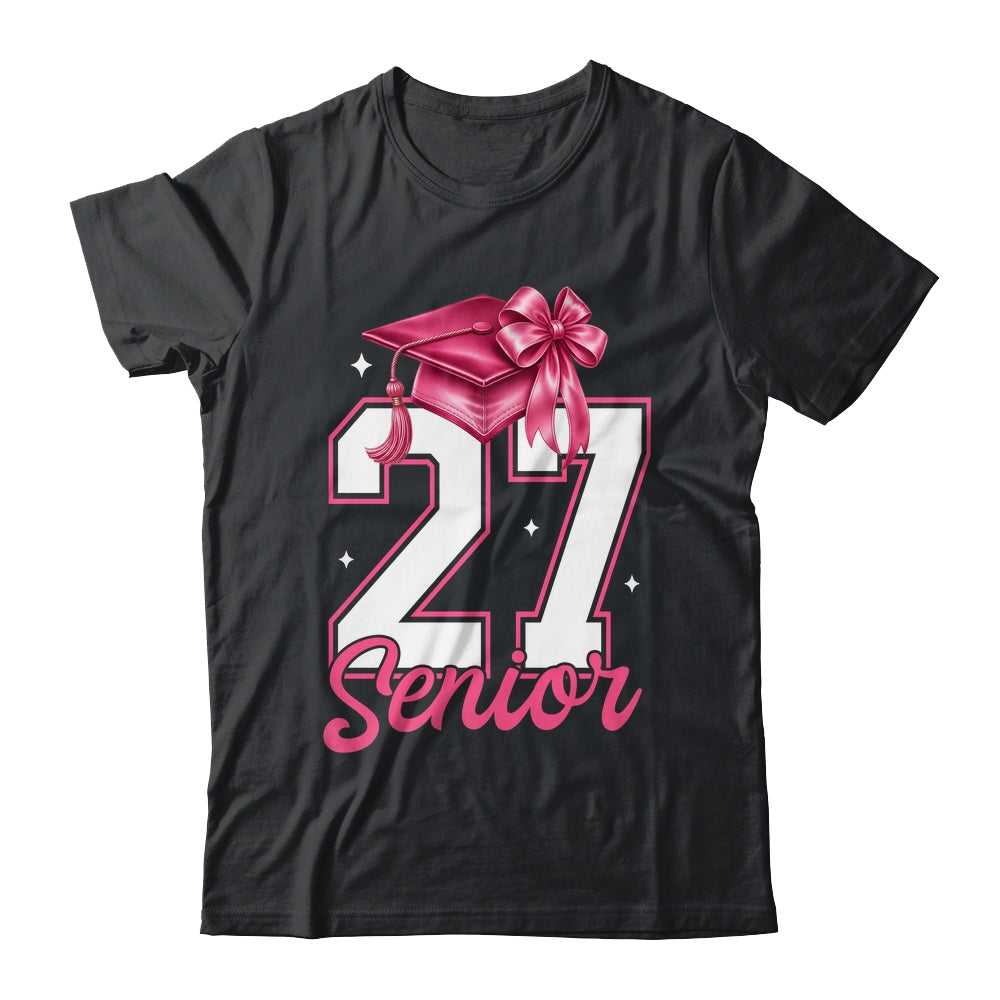 Pink Senior 2027 Coquette Bow Class Of 27 Girl Seniors Shirt & Hoodie | teecentury