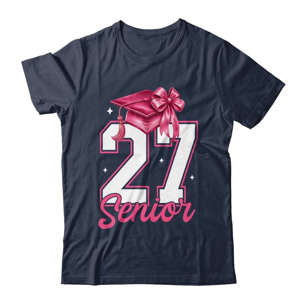 Pink Senior 2027 Coquette Bow Class Of 27 Girl Seniors Shirt & Hoodie | teecentury