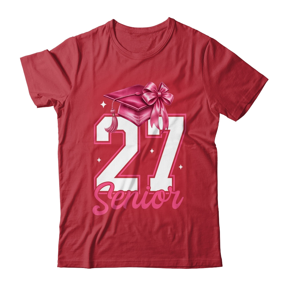 Pink Senior 2027 Coquette Bow Class Of 27 Girl Seniors Shirt & Hoodie | teecentury