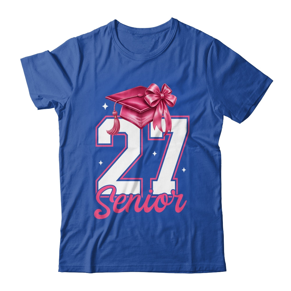 Pink Senior 2027 Coquette Bow Class Of 27 Girl Seniors Shirt & Hoodie | teecentury