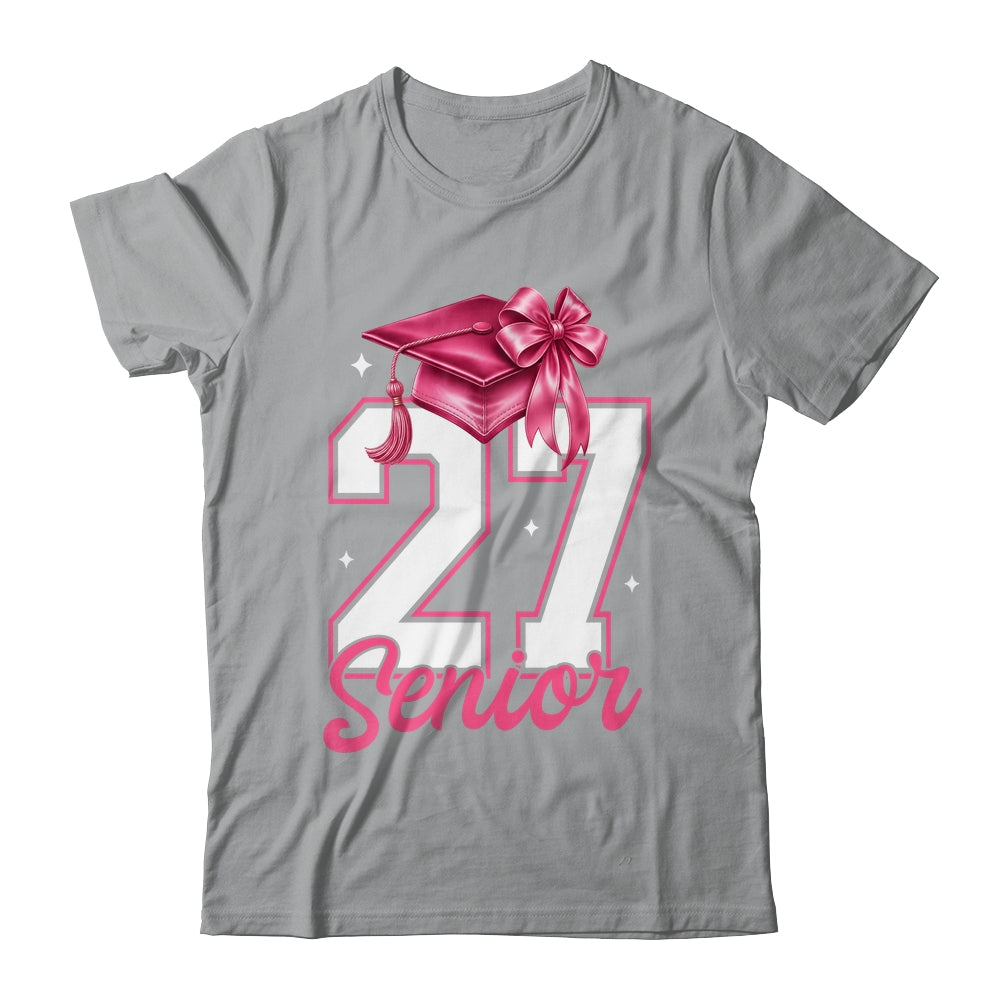 Pink Senior 2027 Coquette Bow Class Of 27 Girl Seniors Shirt & Hoodie | teecentury