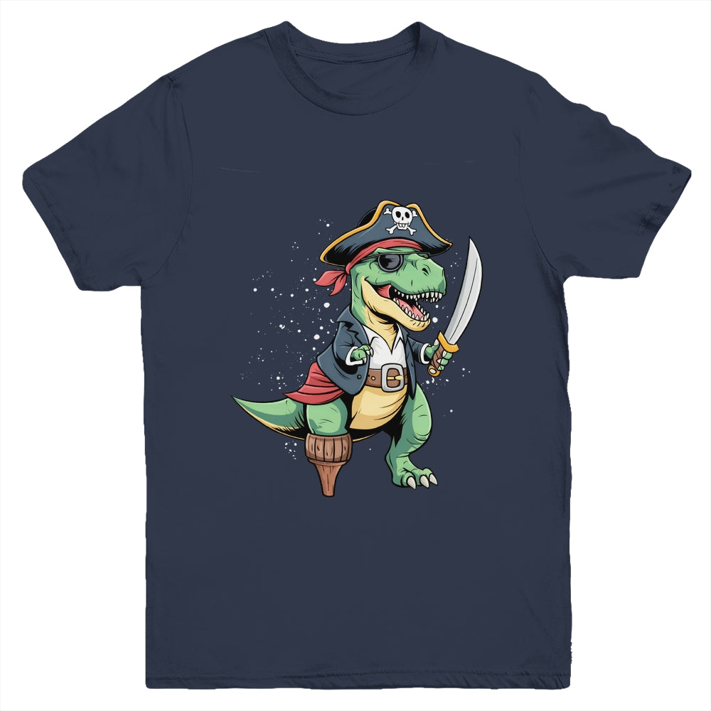 Pirate Dinosaur T Rex Funny Tyrannosaurus Halloween Costume Youth Shirt | teecentury