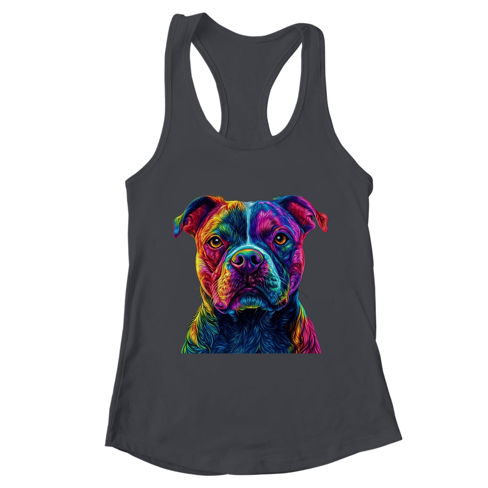 Pitbull Dog Colorful Face Dog Lover Men Women Shirt & Tank Top | teecentury
