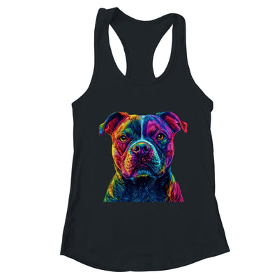 Pitbull Dog Colorful Face Dog Lover Men Women Shirt & Tank Top | teecentury