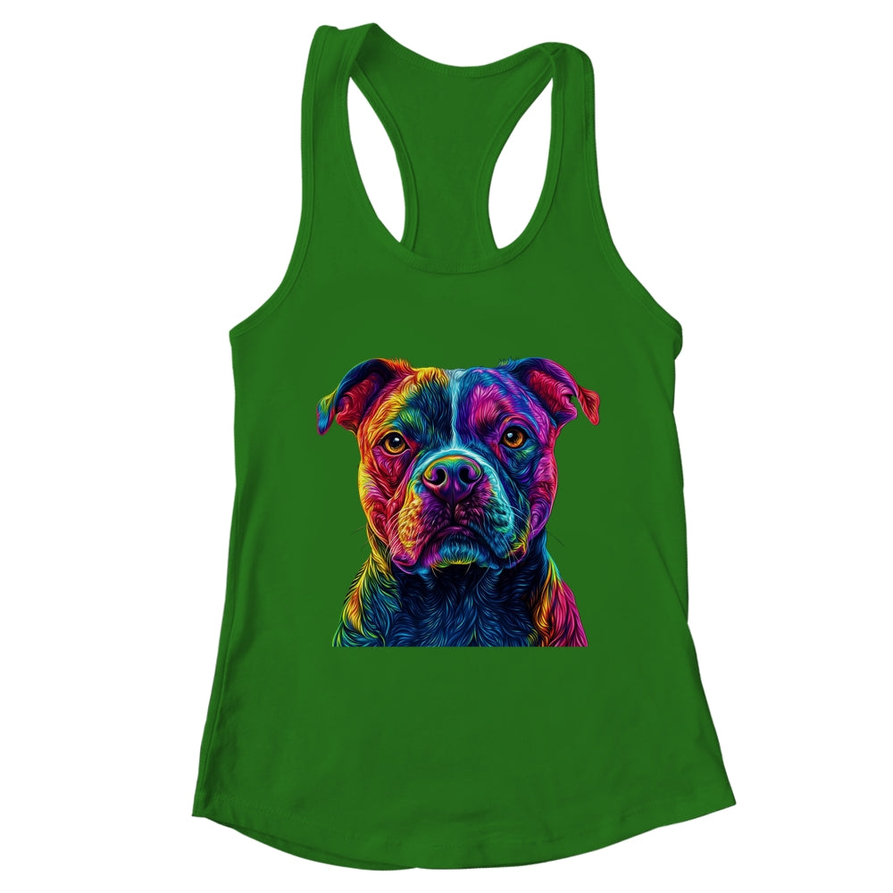 Pitbull Dog Colorful Face Dog Lover Men Women Shirt & Tank Top | teecentury