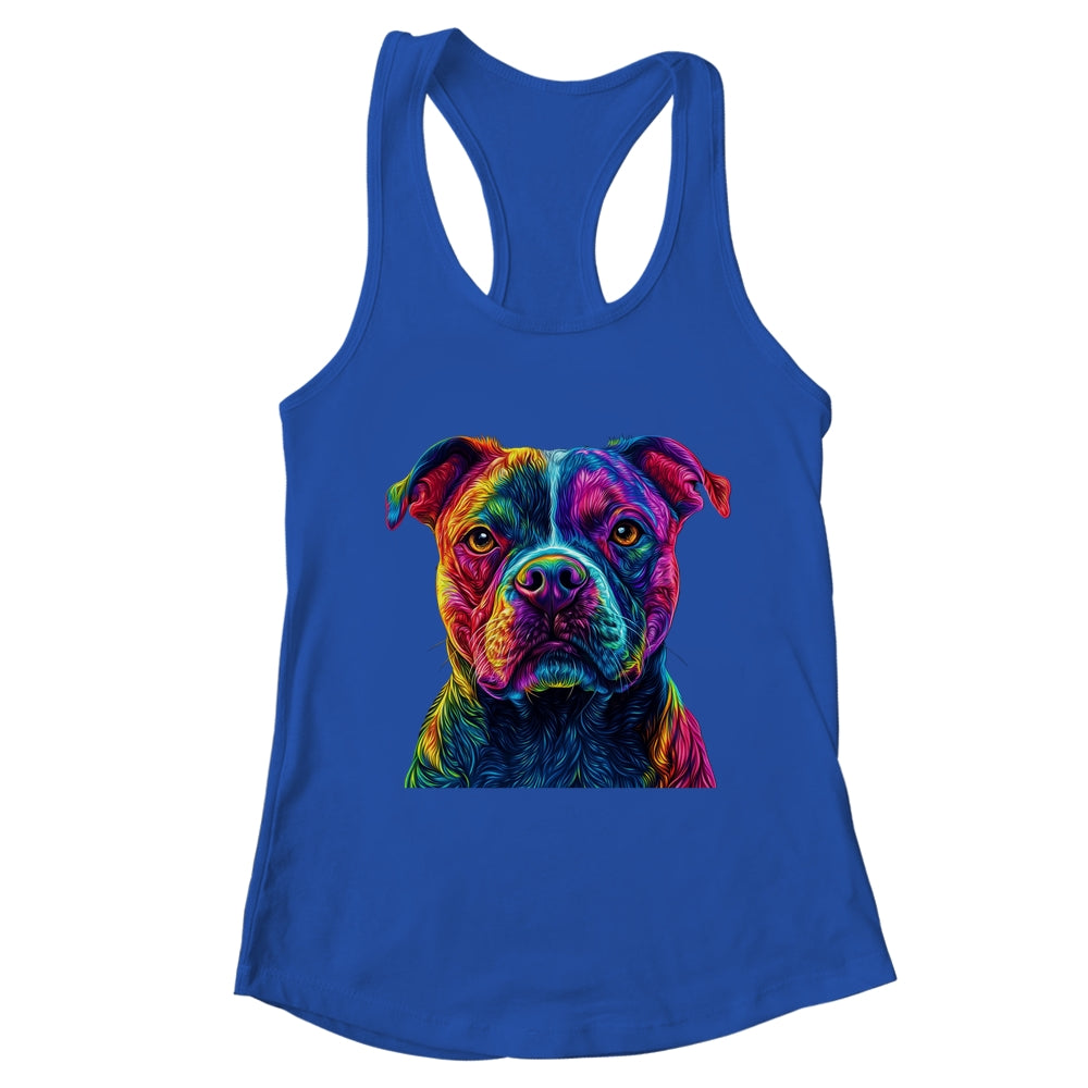 Pitbull Dog Colorful Face Dog Lover Men Women Shirt & Tank Top | teecentury