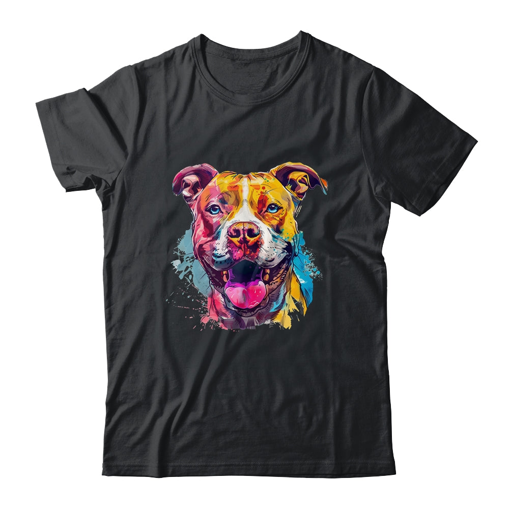 Pitbull Mom Lover Puppy Dog Watercolor Tie Dye Painting Shirt & Tank Top | teecentury