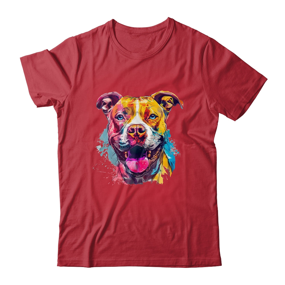 Pitbull Mom Lover Puppy Dog Watercolor Tie Dye Painting Shirt & Tank Top | teecentury