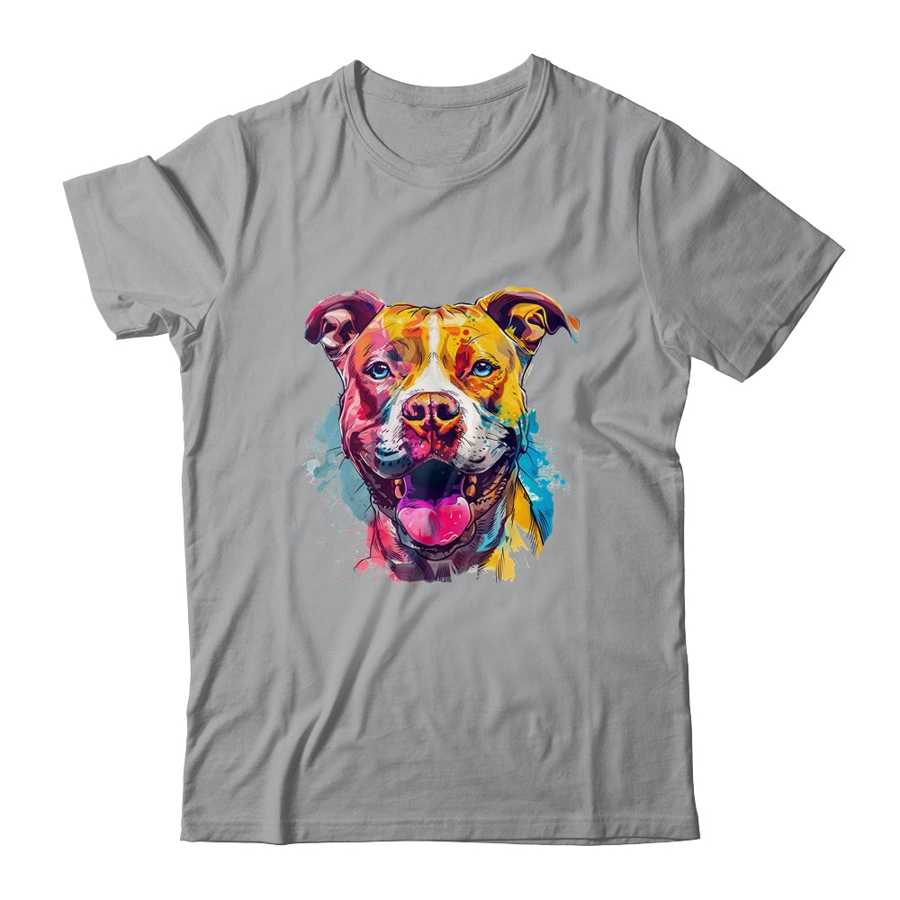Pitbull Mom Lover Puppy Dog Watercolor Tie Dye Painting Shirt & Tank Top | teecentury