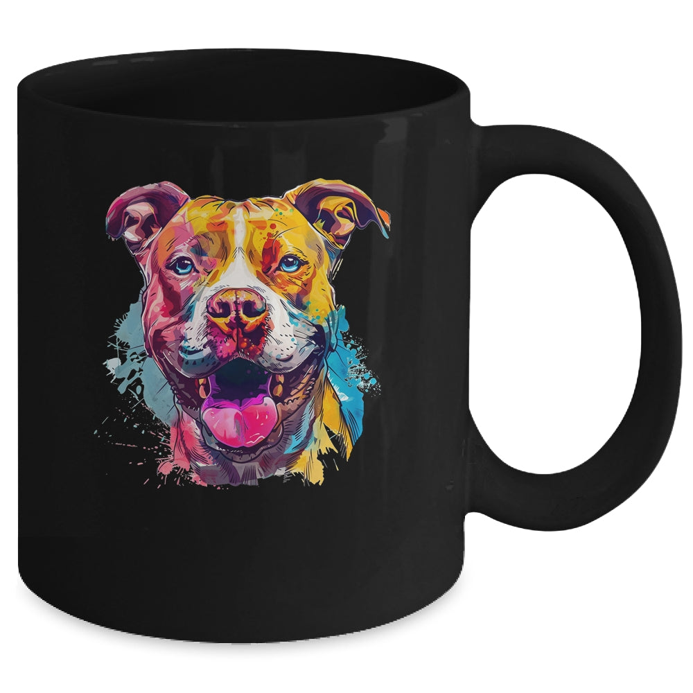 Pitbull Mom Lover Puppy Dog Watercolor Tie Dye Painting Mug | teecentury