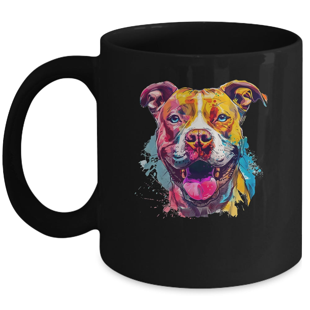 Pitbull Mom Lover Puppy Dog Watercolor Tie Dye Painting Mug | teecentury