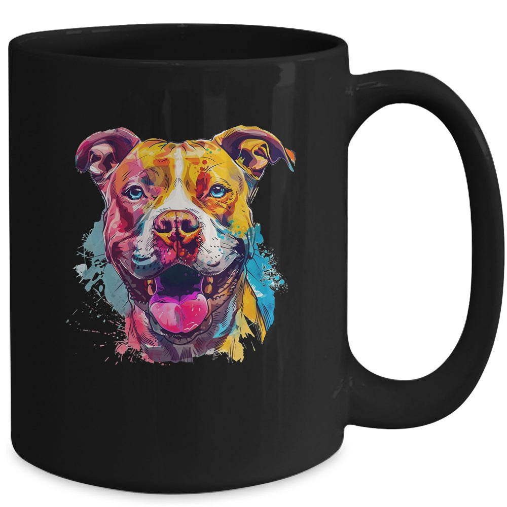 Pitbull Mom Lover Puppy Dog Watercolor Tie Dye Painting Mug | teecentury