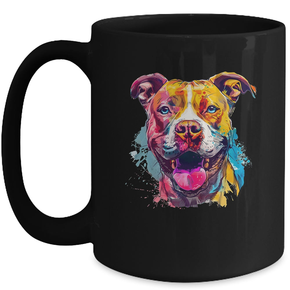 Pitbull Mom Lover Puppy Dog Watercolor Tie Dye Painting Mug | teecentury