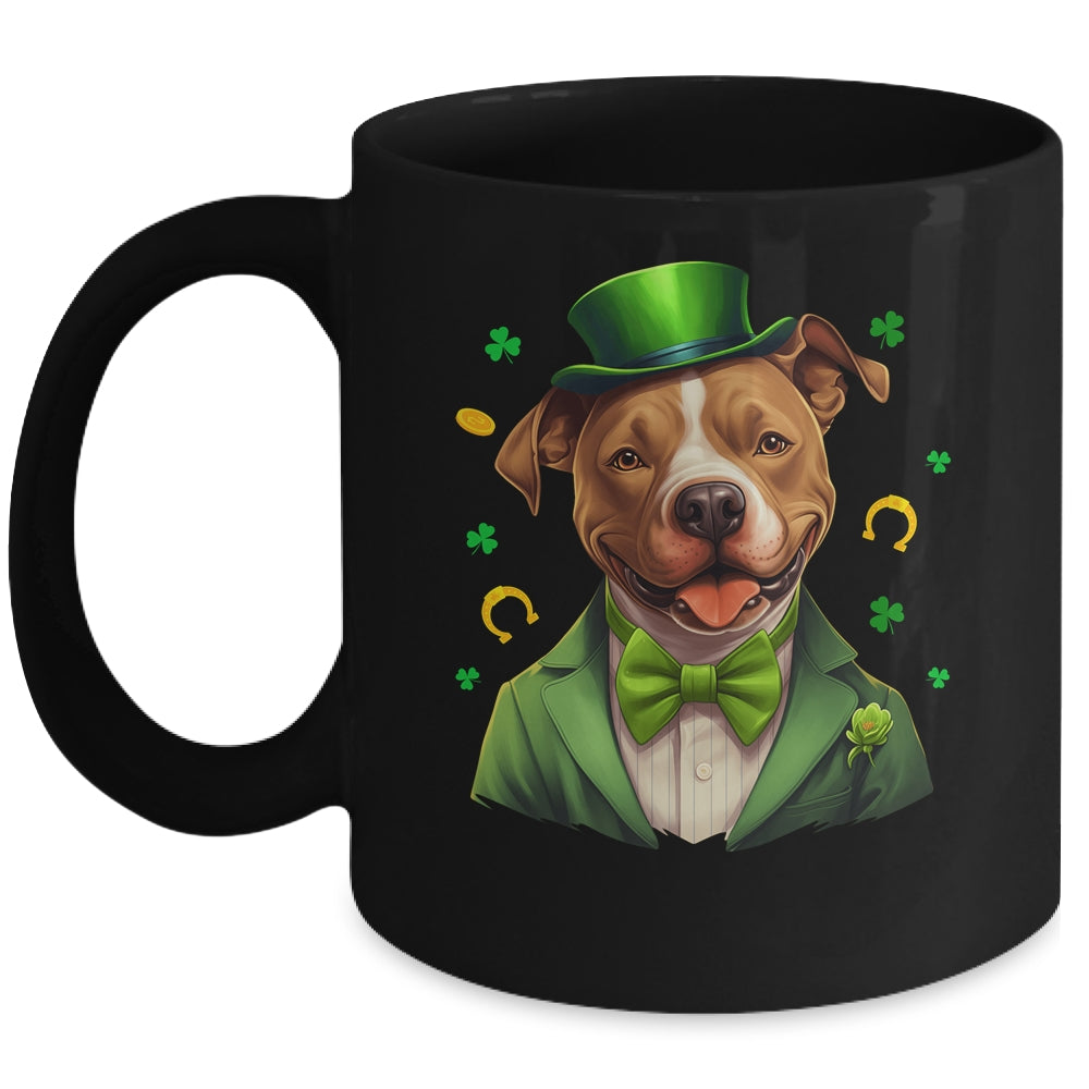 Pitbull St Patricks Day Leprechaun Shamrock Irish Mug | teecentury