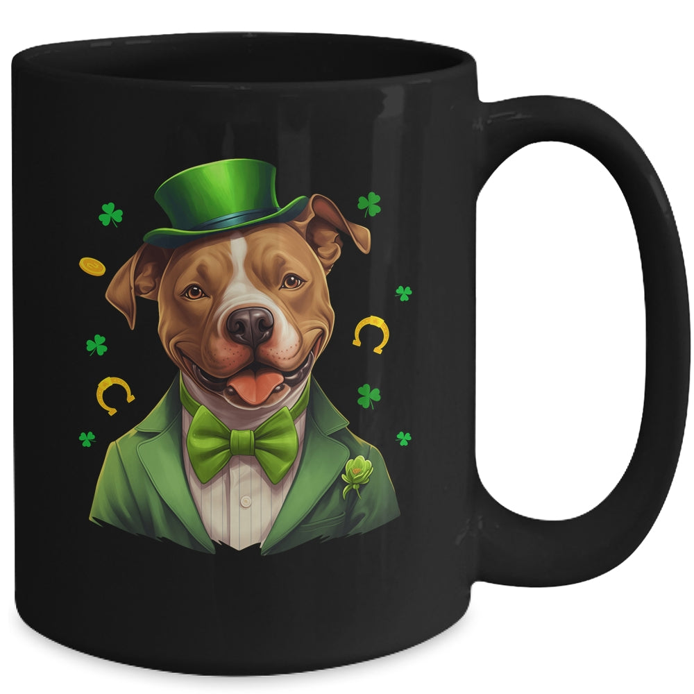 Pitbull St Patricks Day Leprechaun Shamrock Irish Mug | teecentury