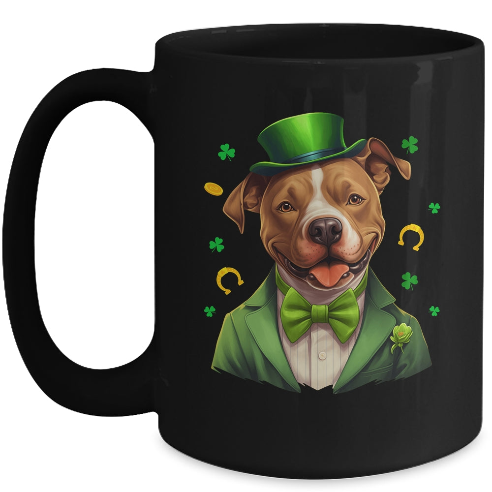 Pitbull St Patricks Day Leprechaun Shamrock Irish Mug | teecentury