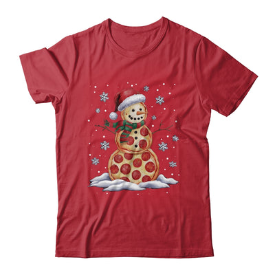 Pizza Snowman Santa Hat Christmas Pizza Party Funny Xmas Shirt & Sweatshirt | teecentury