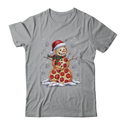 Pizza Snowman Santa Hat Christmas Pizza Party Funny Xmas Shirt & Sweatshirt | teecentury