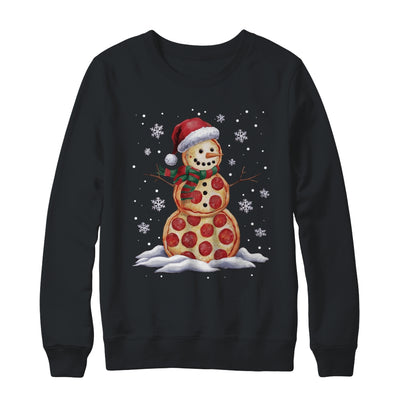 Pizza Snowman Santa Hat Christmas Pizza Party Funny Xmas Shirt & Sweatshirt | teecentury