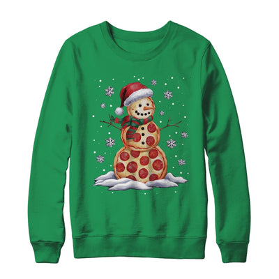Pizza Snowman Santa Hat Christmas Pizza Party Funny Xmas Shirt & Sweatshirt | teecentury