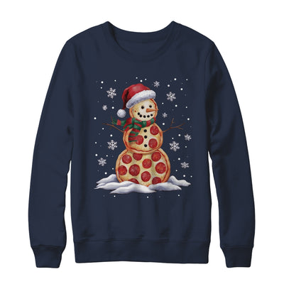 Pizza Snowman Santa Hat Christmas Pizza Party Funny Xmas Shirt & Sweatshirt | teecentury
