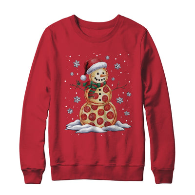 Pizza Snowman Santa Hat Christmas Pizza Party Funny Xmas Shirt & Sweatshirt | teecentury