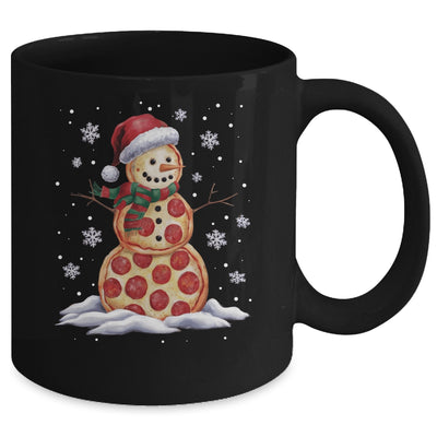 Pizza Snowman Santa Hat Christmas Pizza Party Funny Xmas Mug | teecentury