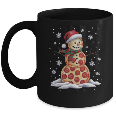 Pizza Snowman Santa Hat Christmas Pizza Party Funny Xmas Mug | teecentury