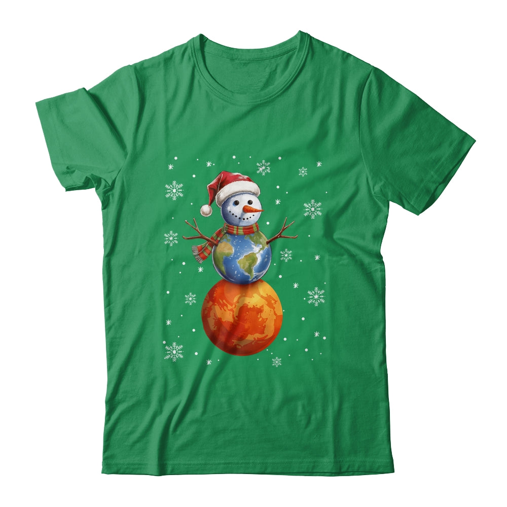Planets Snowman Space Funny Christmas Astronomy Kids Men Shirt & Sweatshirt | teecentury