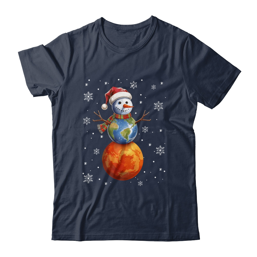 Planets Snowman Space Funny Christmas Astronomy Kids Men Shirt & Sweatshirt | teecentury