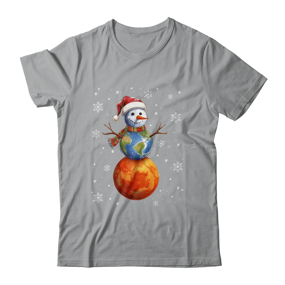 Planets Snowman Space Funny Christmas Astronomy Kids Men Shirt & Sweatshirt | teecentury