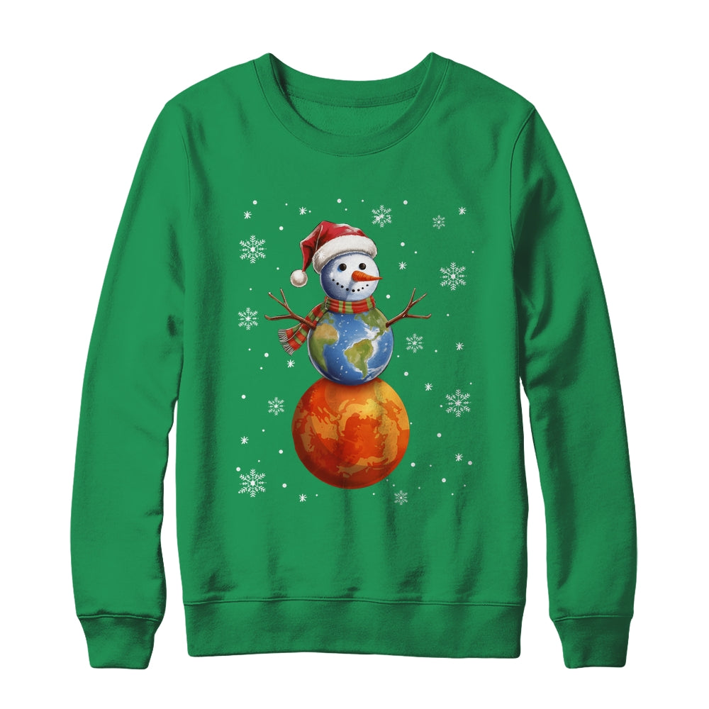 Planets Snowman Space Funny Christmas Astronomy Kids Men Shirt & Sweatshirt | teecentury