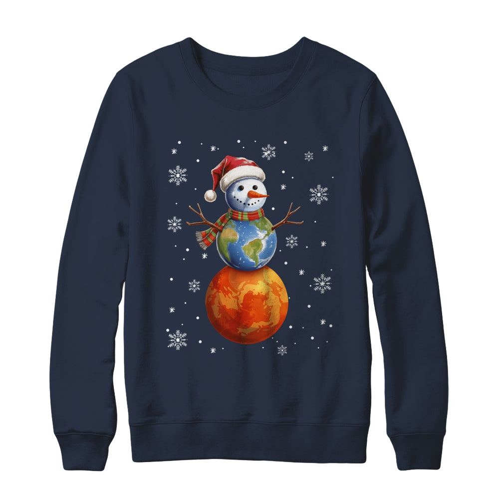Planets Snowman Space Funny Christmas Astronomy Kids Men Shirt & Sweatshirt | teecentury