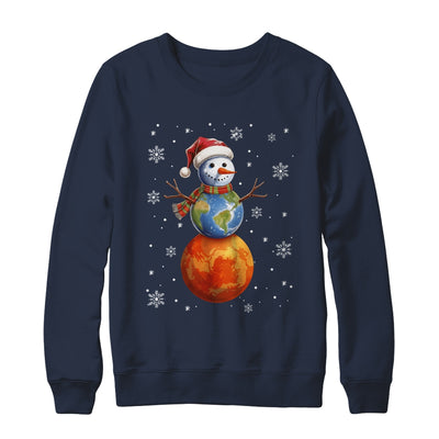 Planets Snowman Space Funny Christmas Astronomy Kids Men Shirt & Sweatshirt | teecentury