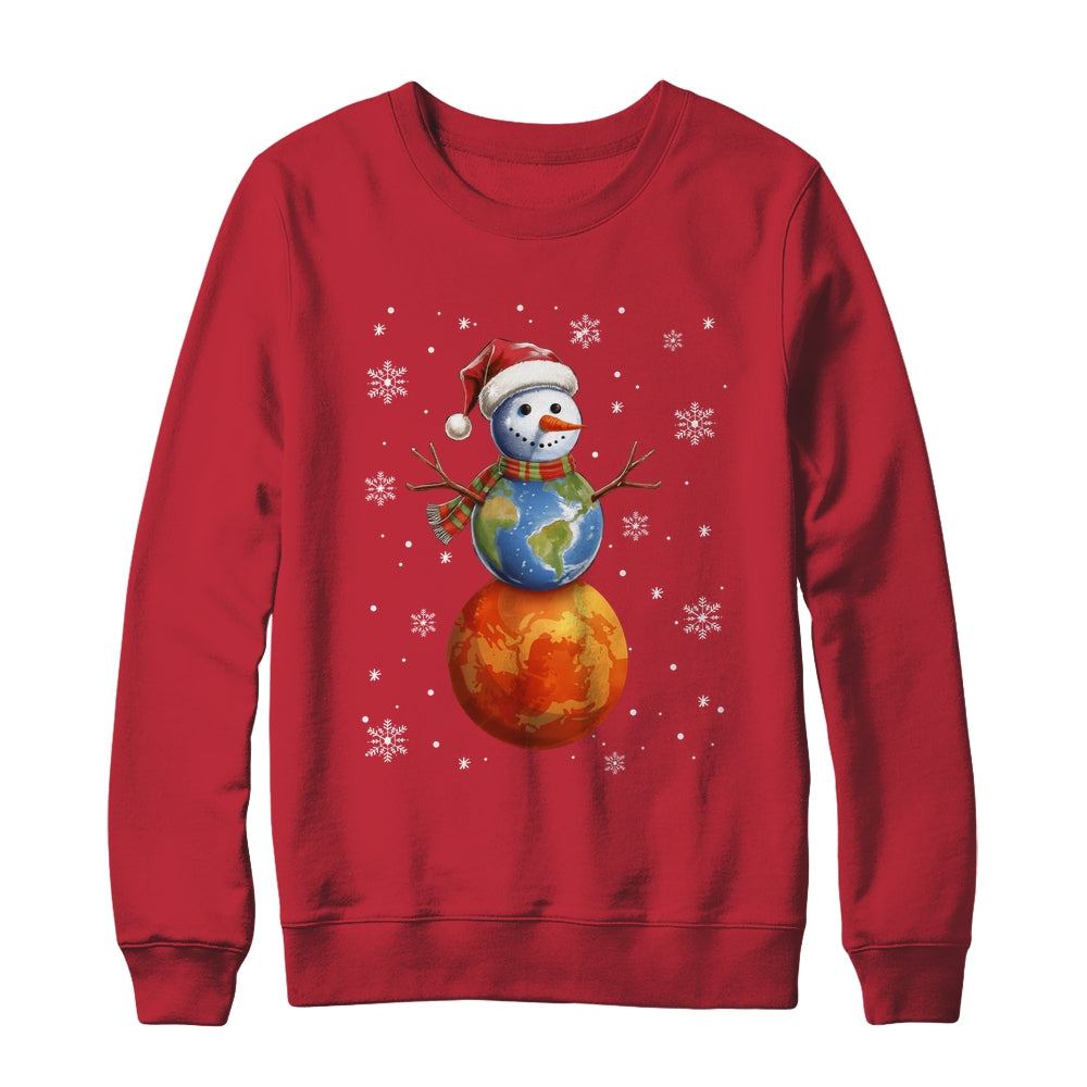 Planets Snowman Space Funny Christmas Astronomy Kids Men Shirt & Sweatshirt | teecentury