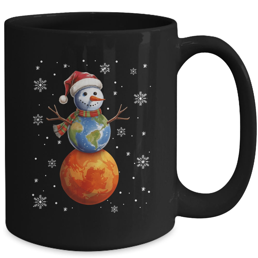 Planets Snowman Space Funny Christmas Astronomy Kids Men Mug | teecentury