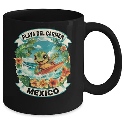 Playa Del Carmen Mexico Cute Sea Turtle Surfing Summer Vacation Mug | teecentury